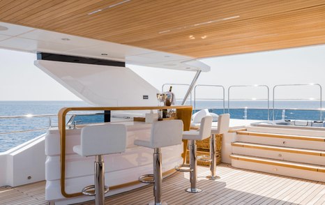 Superyacht Olivia sundeck bar area white white stools