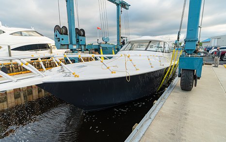 Viking 54ST yacht preparing for launch