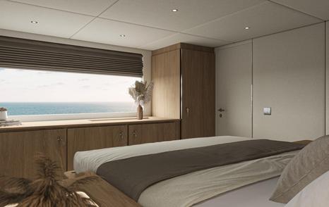 Rendering of Sunreef 88 Ultima catamaran guest cabin window