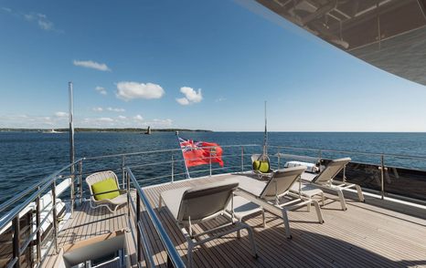 34m Feadship Superyacht Graycliffs upper aft deck with sun loungers 