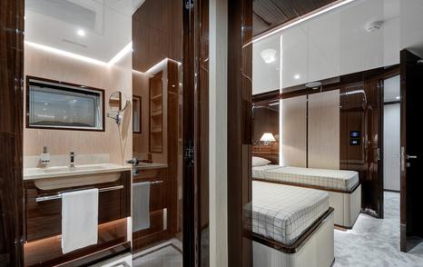Rendering of Lazzara UHV 100 motor yacht twin cabin