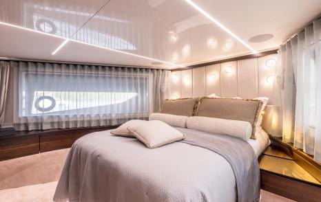 Sunseeker motor yacht Exit guest cabin with large window 