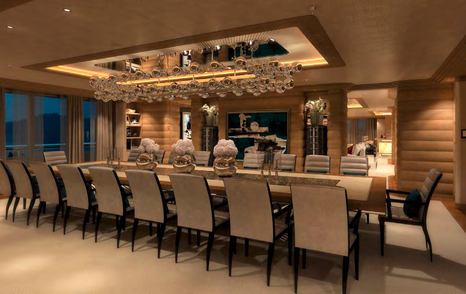 Superyacht Mar main saloon dining area 