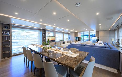 Superyacht Cofina's main saloon dining area