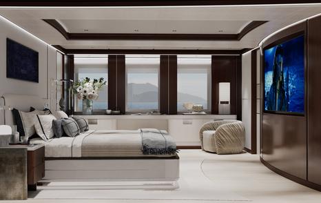 Rendering of Superyacht Project Frida master cabin