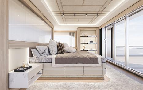 Rendering of the Numarine 47MXP explorer yacht master cabin
