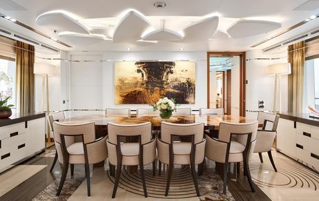 Superyacht Philosophy's main saloon dining area