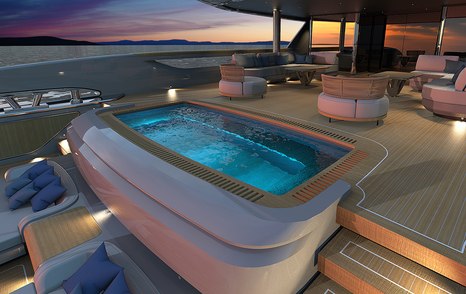 Pool on Baglietto T52 superyacht