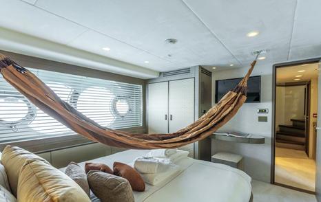 Motor Yacht Vivaldi bedroom with hammock 