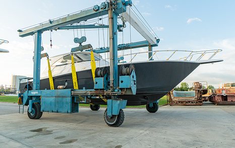 Viking 54ST yacht preparing for launch