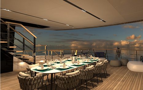 DIning area onboard Atos 46 concept