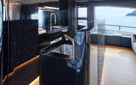 AB Yachts AB 95 motor yacht main saloon aft galley