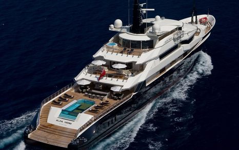 Superyacht Alfa Nero on the water