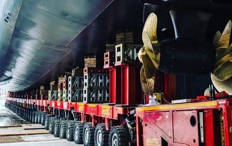 Admiral Yachts superyacht KENSHŌ on rollers at launch