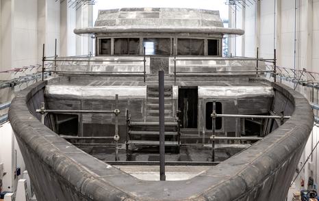 Shot of Superyacht Project Thunderball fordecks under construction