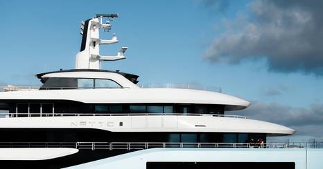 Amels superyacht Netto II side view close up 