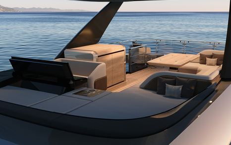 Rendering of Solaris Power 64 Long Range motor yacht flybridge