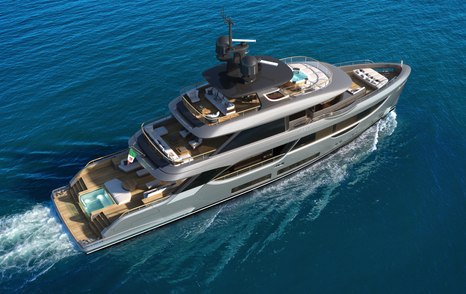 Rendering of Benetti Oasis 34M superyacht under way