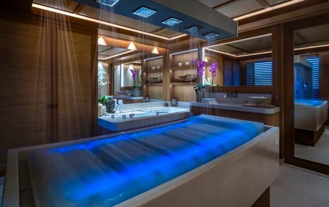 The spa onboard Lurssen superyacht FLYING FOX features what is claimed to be the first cryotherapy chamber onboard a superyacht