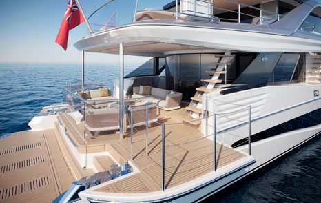 Rendering of Princes X90 motor yacht stern