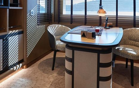 Superyacht Somnium master cabin office space 