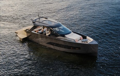 Manari 52 motor yacht at anchor 
