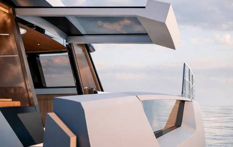 Rendering of Fountaine Pajot FPY120 catamaran aft deck 