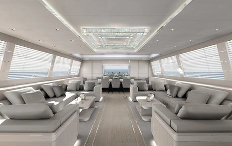 Large main saloon on Mangusta 165E