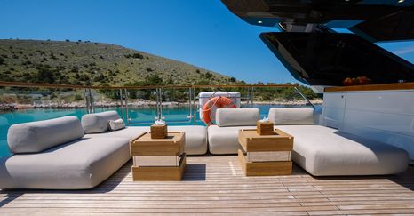 Motor Yacht Vivaldi's aft with sunpads 