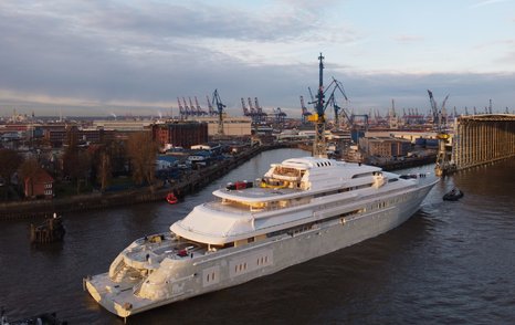 Lurssen 146m superyacht Project Opera being launched in Hamburg