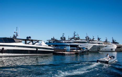 Water Level View of Boats On Show in Veux Port, Cannes