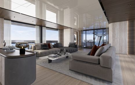 Main salon on Atlantique 55 with sofas and coffee tables