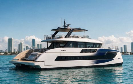 Sunreef Ultima 88 yacht at anchor side view 