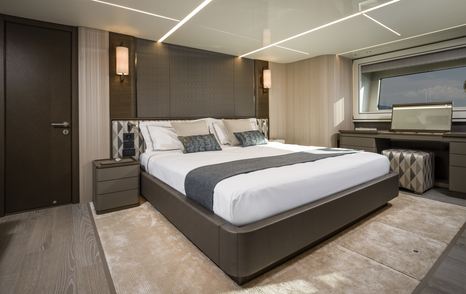 Double bed in cabin on Sunseeker 90 Ocean