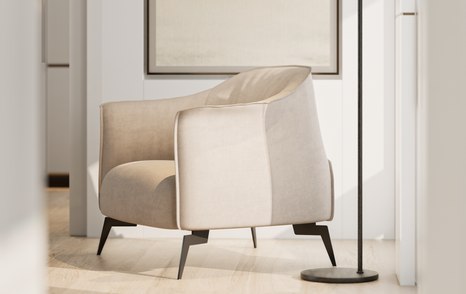 Superyacht Ingot's interior cream chair and lamp