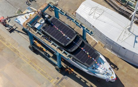 GX Superyachts First GX42 RPH at launch aerial view 