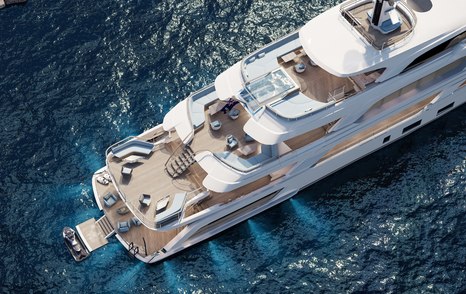 Rendering show beach club on Alia Yachts explorer yacht