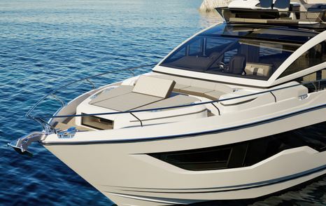 Rendering of Pearl Yachts Pearl 63 motor yacht foredeck with sunpads