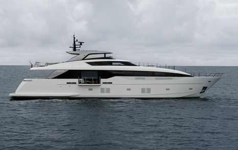 Sanlorenzo SL110 Asymmetric motor yacht at anchor 