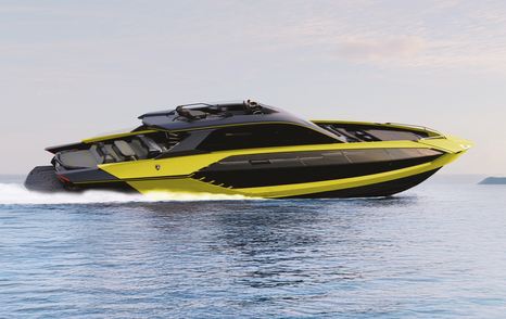 Tecnomar's Lamborghini 101 motor yacht under way