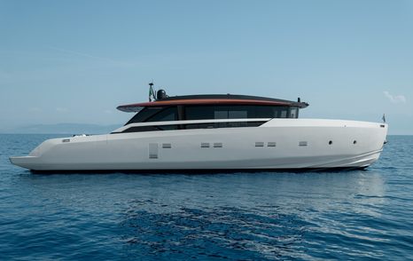 Rendering of Sanlorenzo SP92 motor yacht at anchor