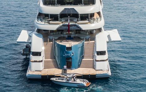 Lürssen superyacht Al Lusail stern view of beach club 