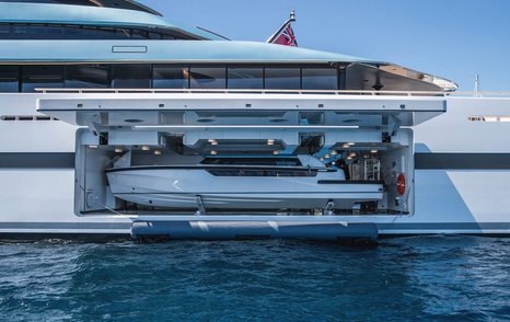 Tender garage onboard megayacht JUBILEE (KAOS).