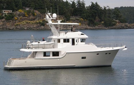 Nordhavn N60 motor yacht at anchor 