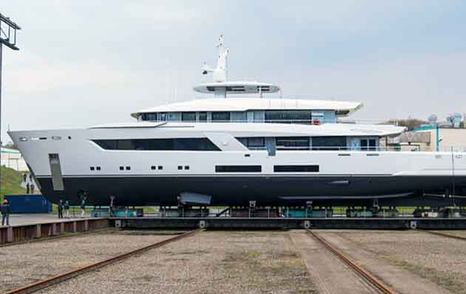 Superyacht Moon Sand preparing for launch