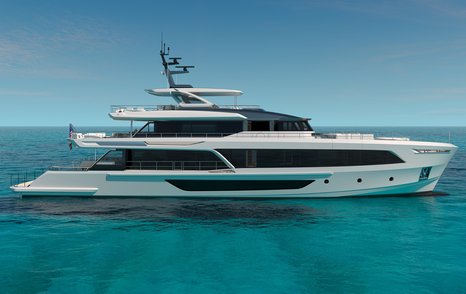 Ocean Alexander 40P yacht at anchor side view