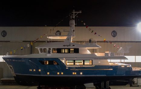 CdM explorer yacht UPTIGHT at launch