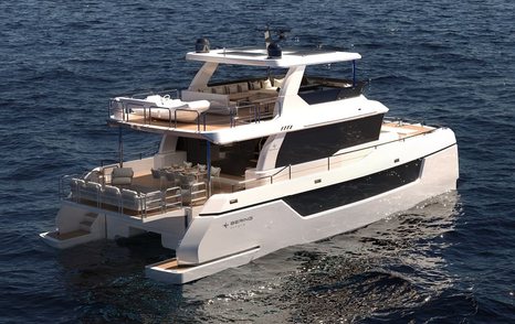 Rendering of Bering BC60 explorer yacht under way