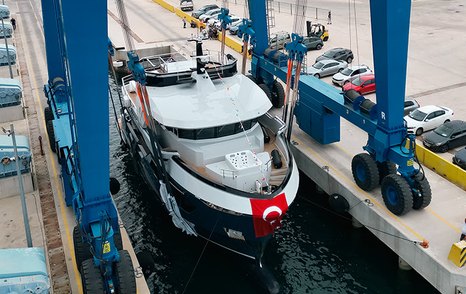 AvA Yachts superyacht V in water during launch bow view  