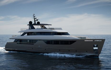 Rendering of Sanlorenzo SD132 superyacht under way 